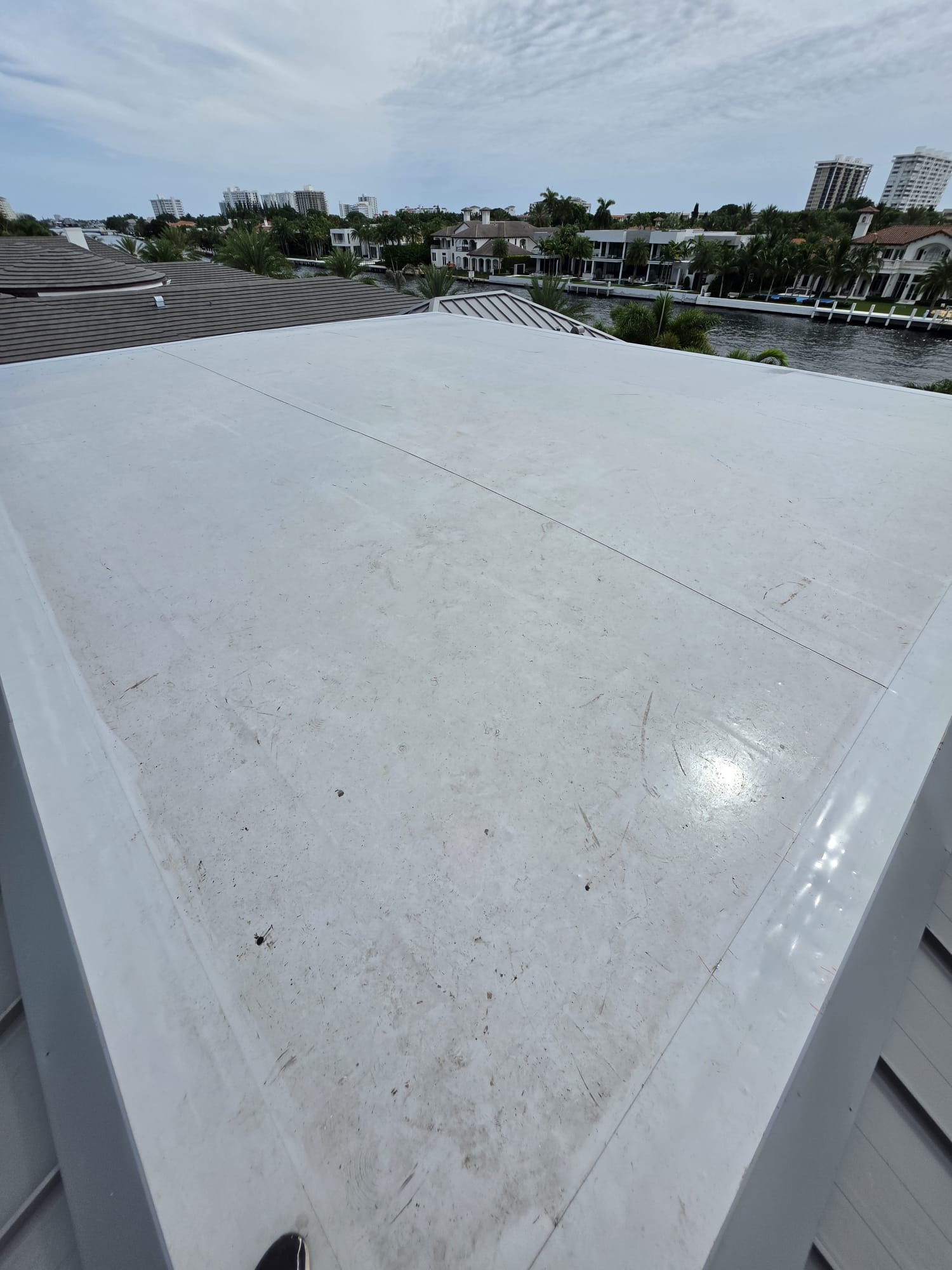White membrane roof overlooking the intracoastal
