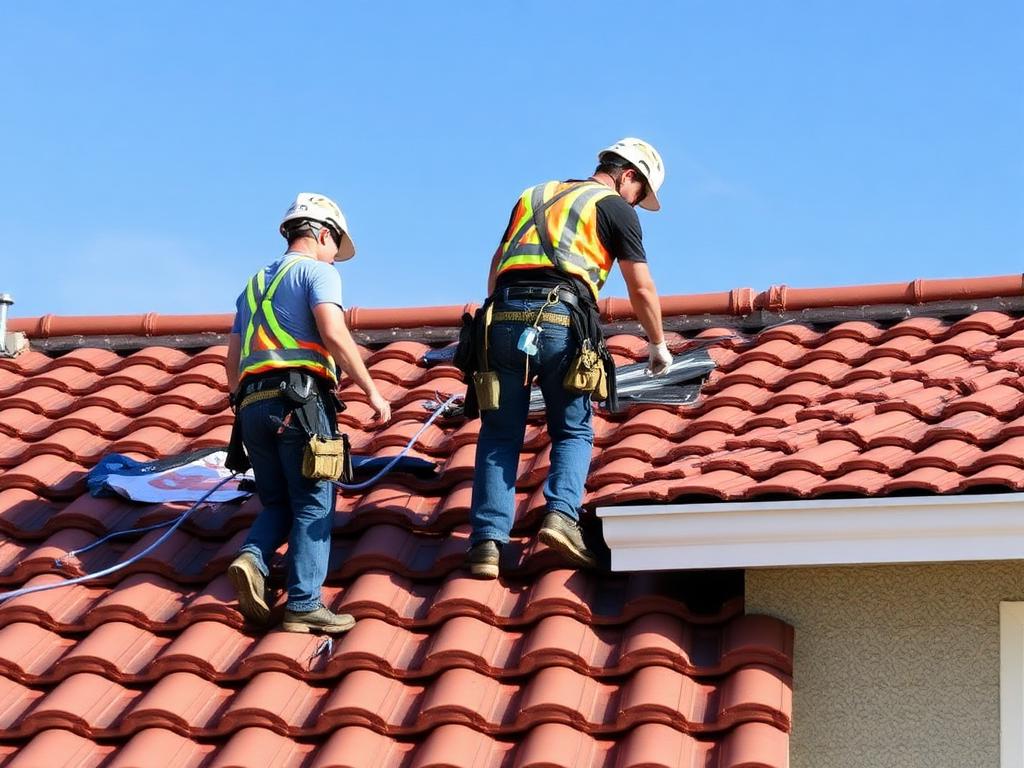 New Gen Roofing crew working on a tile roof